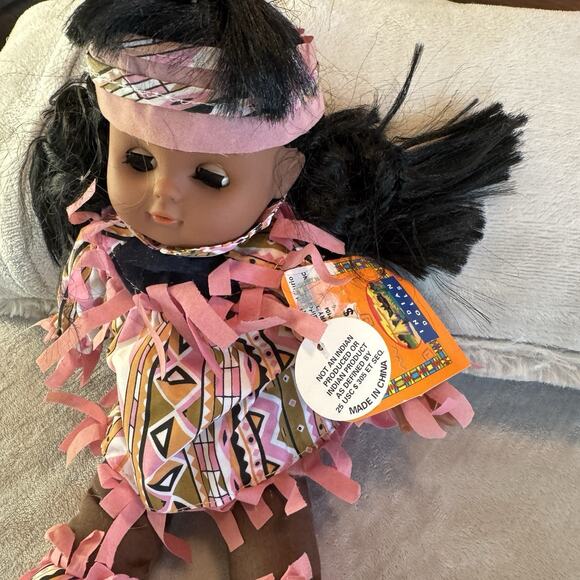 Gi-Go Native American Indian Doll Open Close Eyes Soft Body Pink Outfit 12" - Picture 2 of 5
